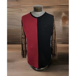 Sunshine and Rodeos Blouse Womens M Multicolored‎ Leopard Print Long Sleeve